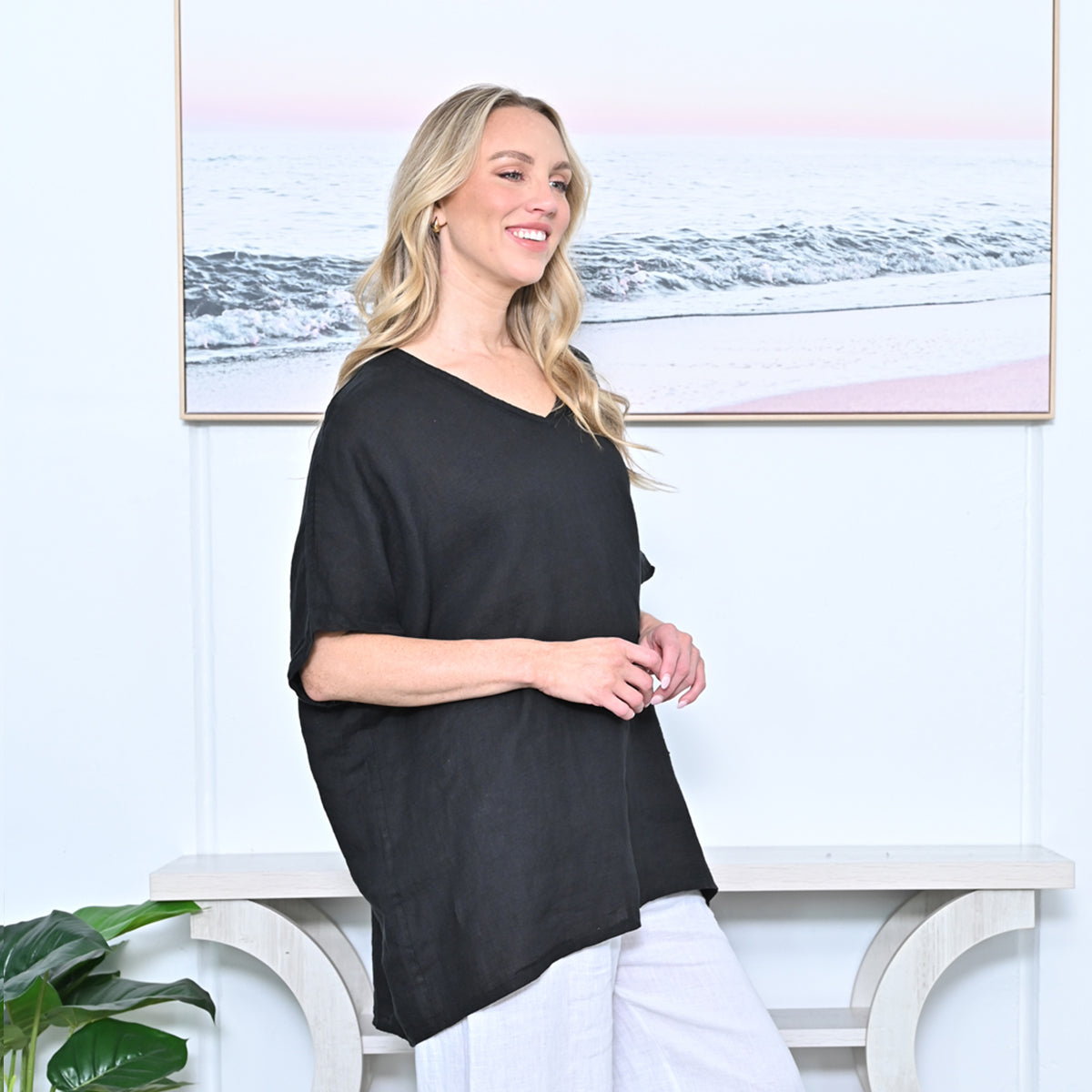 Front Pocket Linen Top