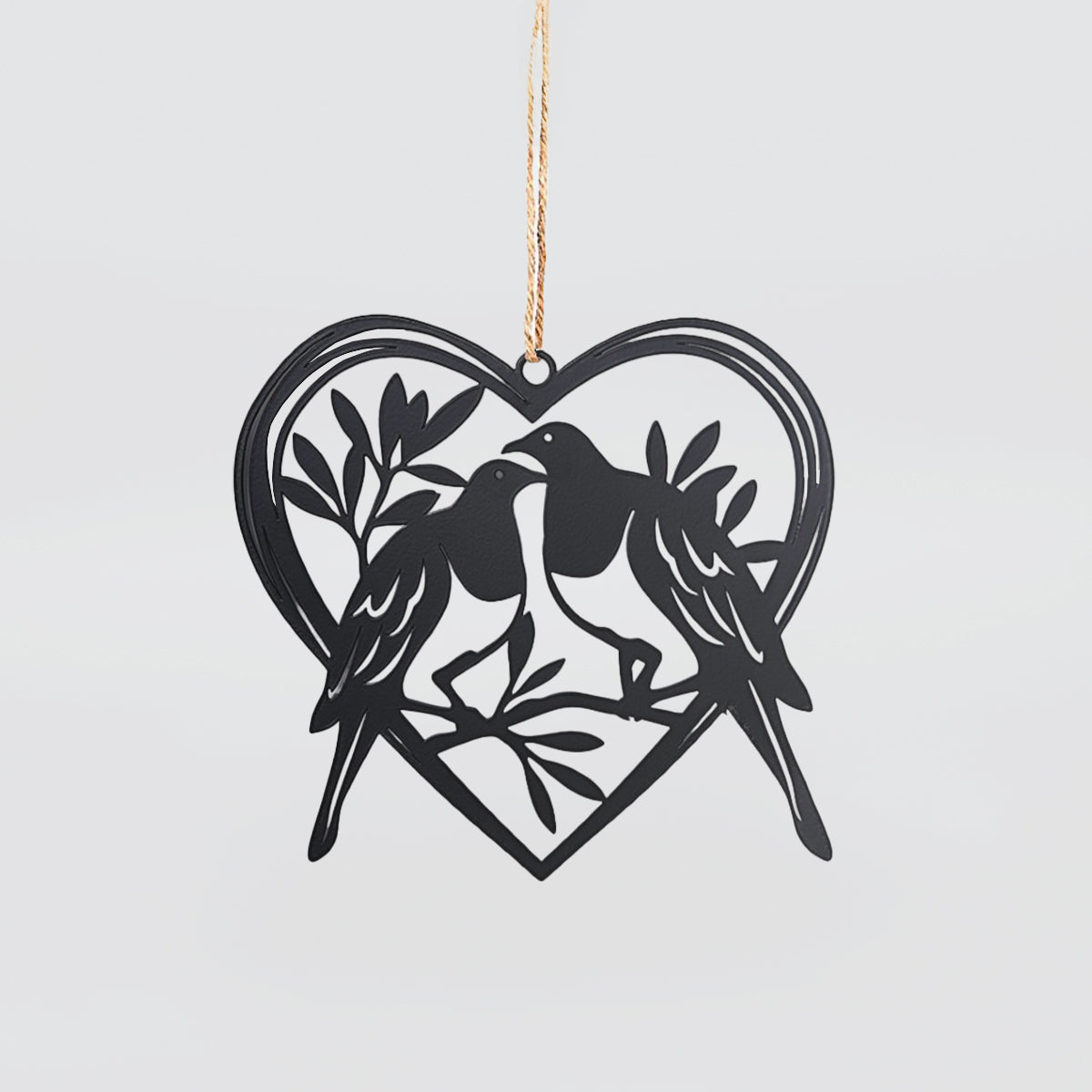 NZ Hanging Metal Heart - 'Twin Kererus'