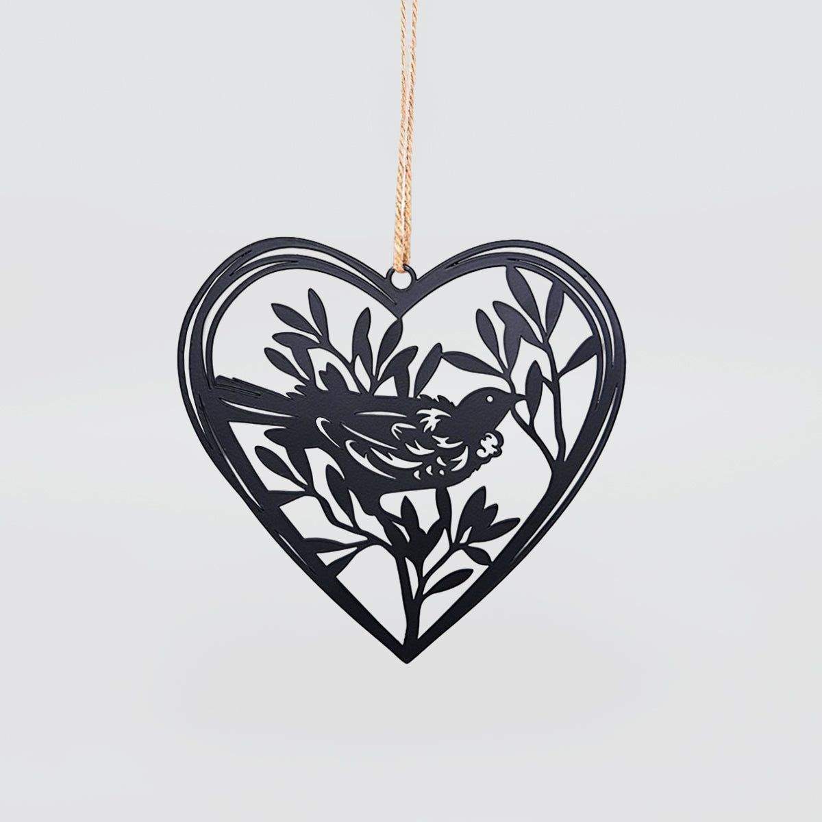 NZ Hanging Metal Heart - 'Tui'