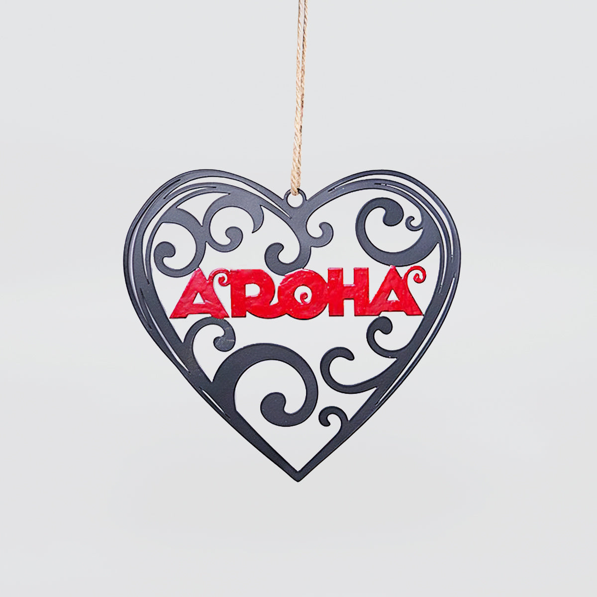 NZ Hanging Metal Heart - 'Aroha'
