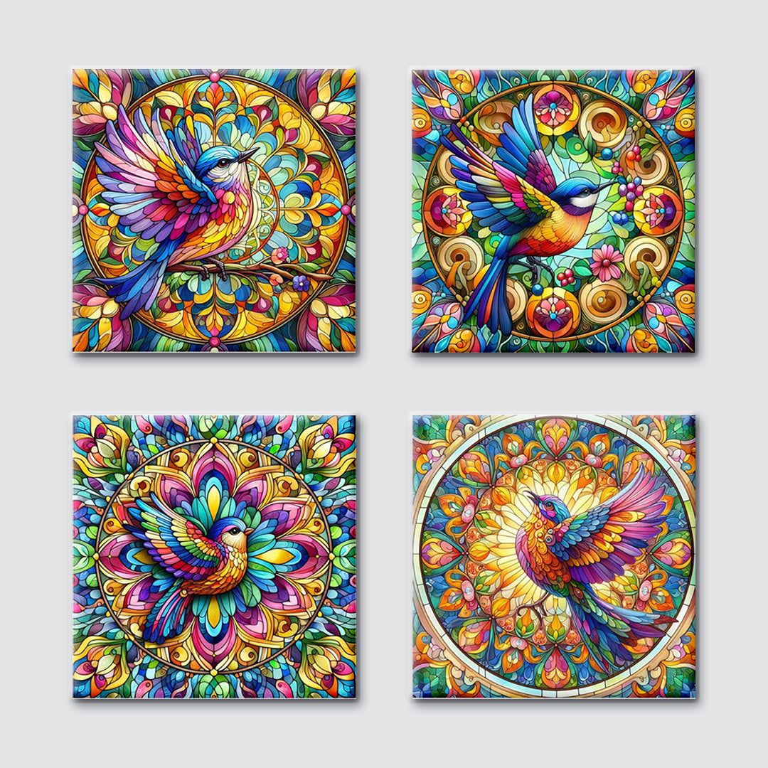 Birds Ceramic Coaster - Set/4