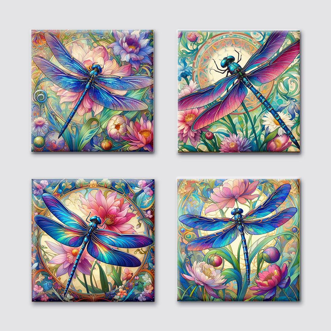 Dragonfly Ceramic Coaster - Set/4