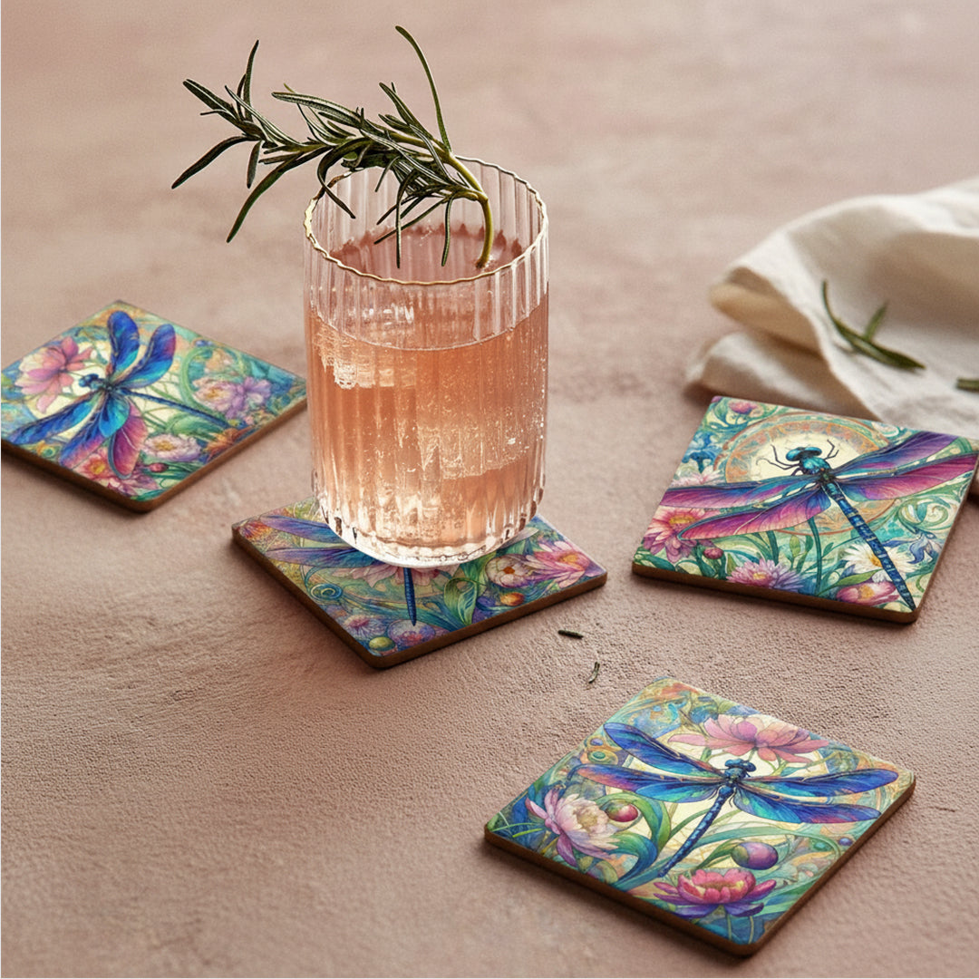 Dragonfly Ceramic Coaster - Set/4