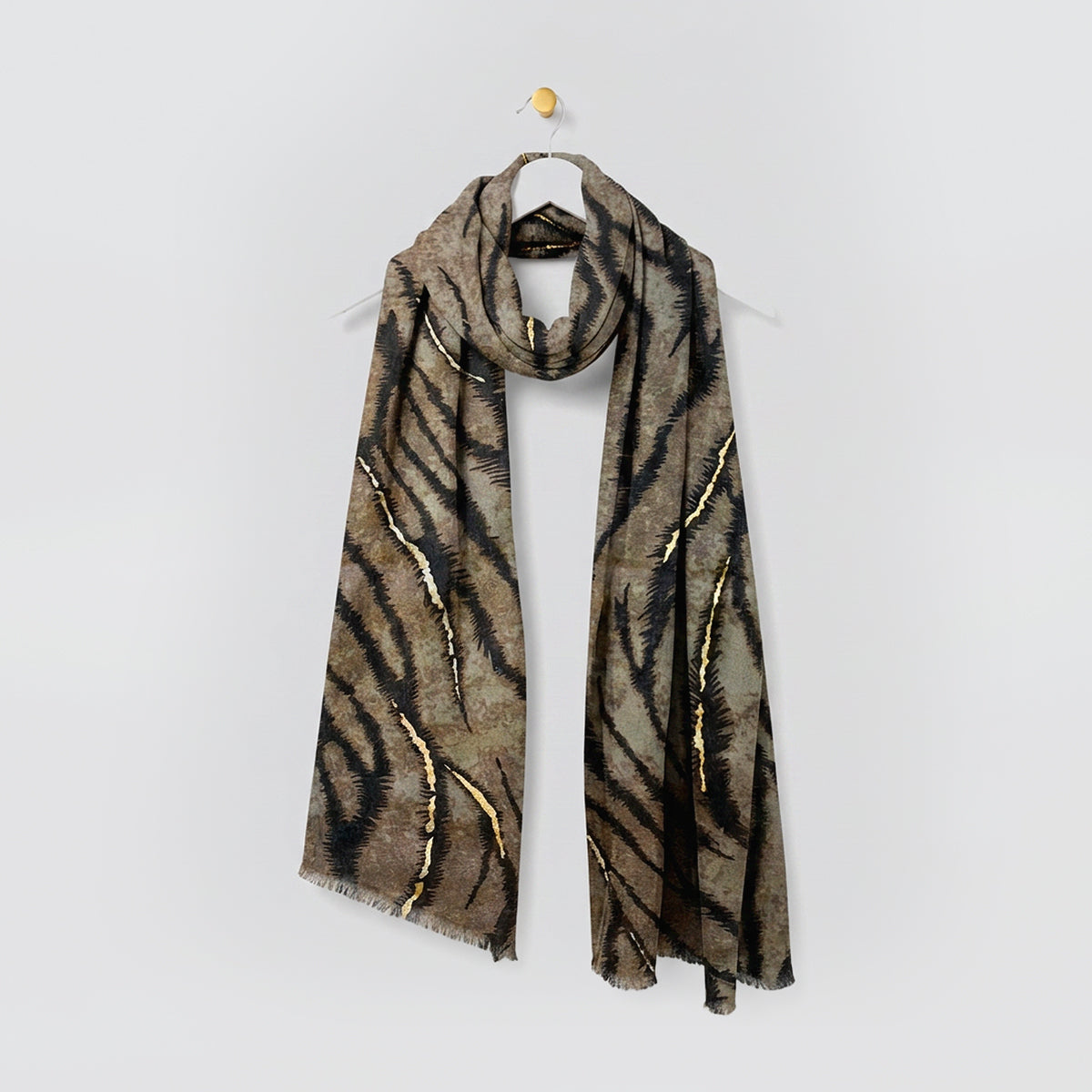 Winter Gold Foil Zebra Scarves