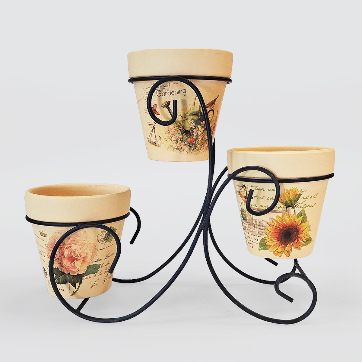 Three-Tier Planter Stand With Pots
