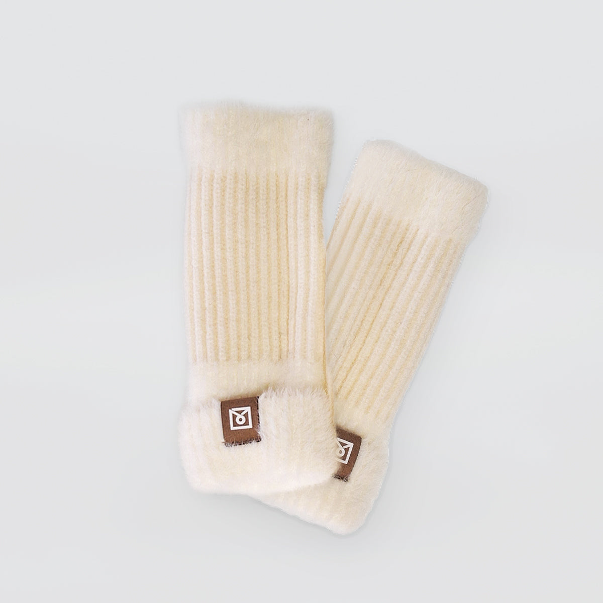 Fur Trim Fingerless Knit Gloves