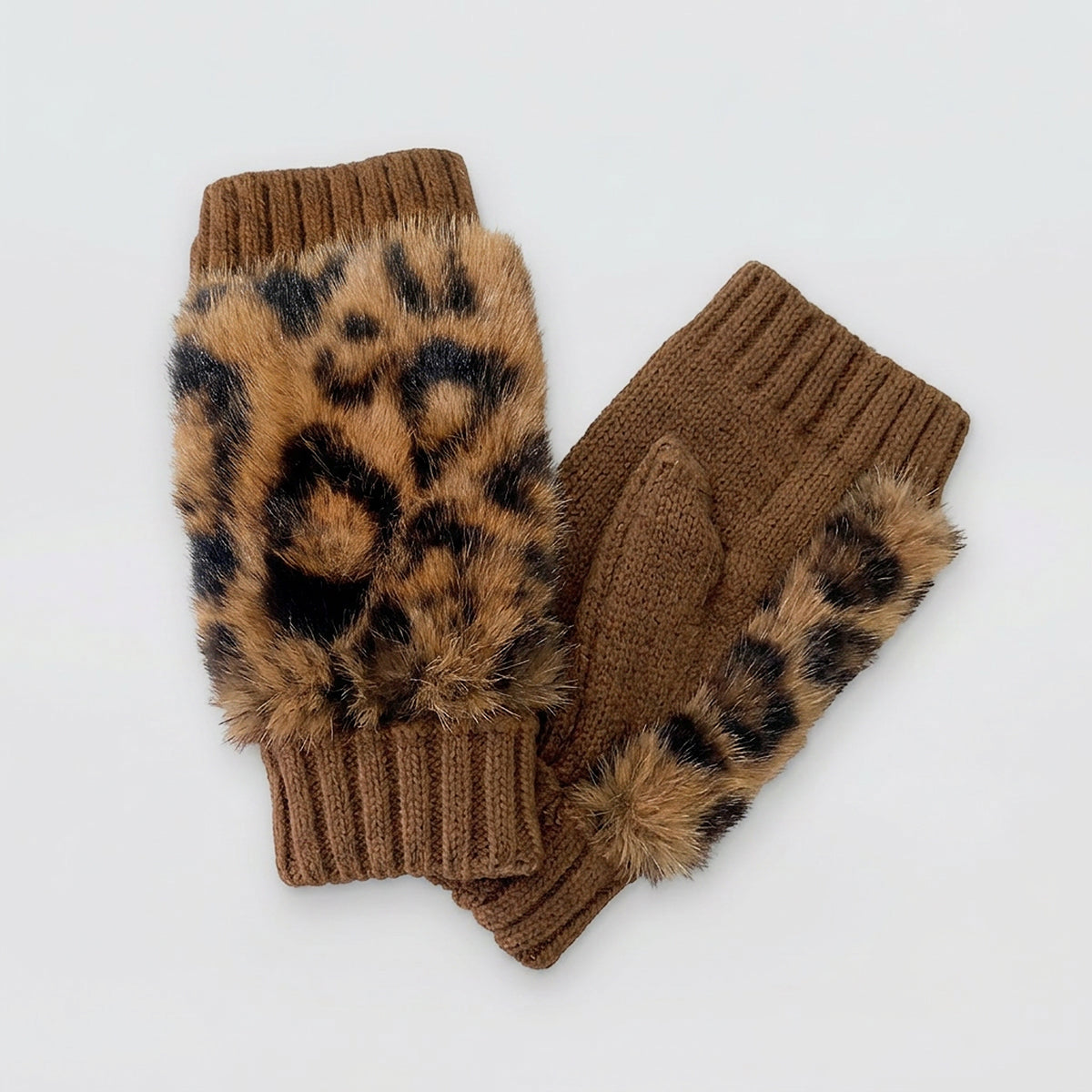 Animal Fur Backed Fingerless Gloves