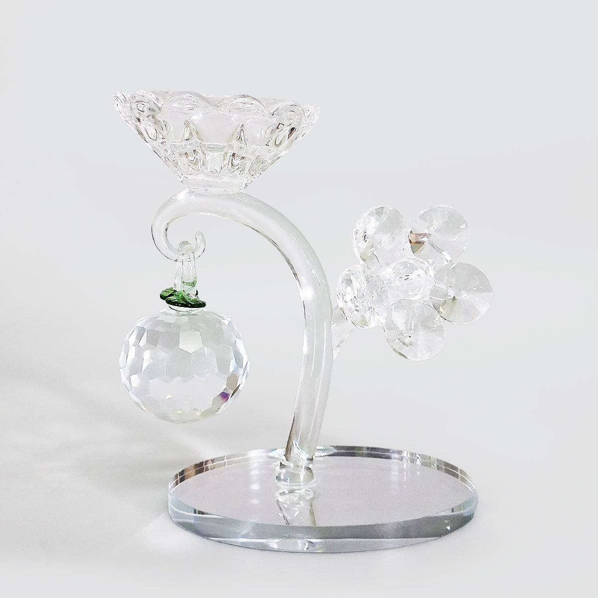 Crystal Glass Apple & Flower Candle Stand