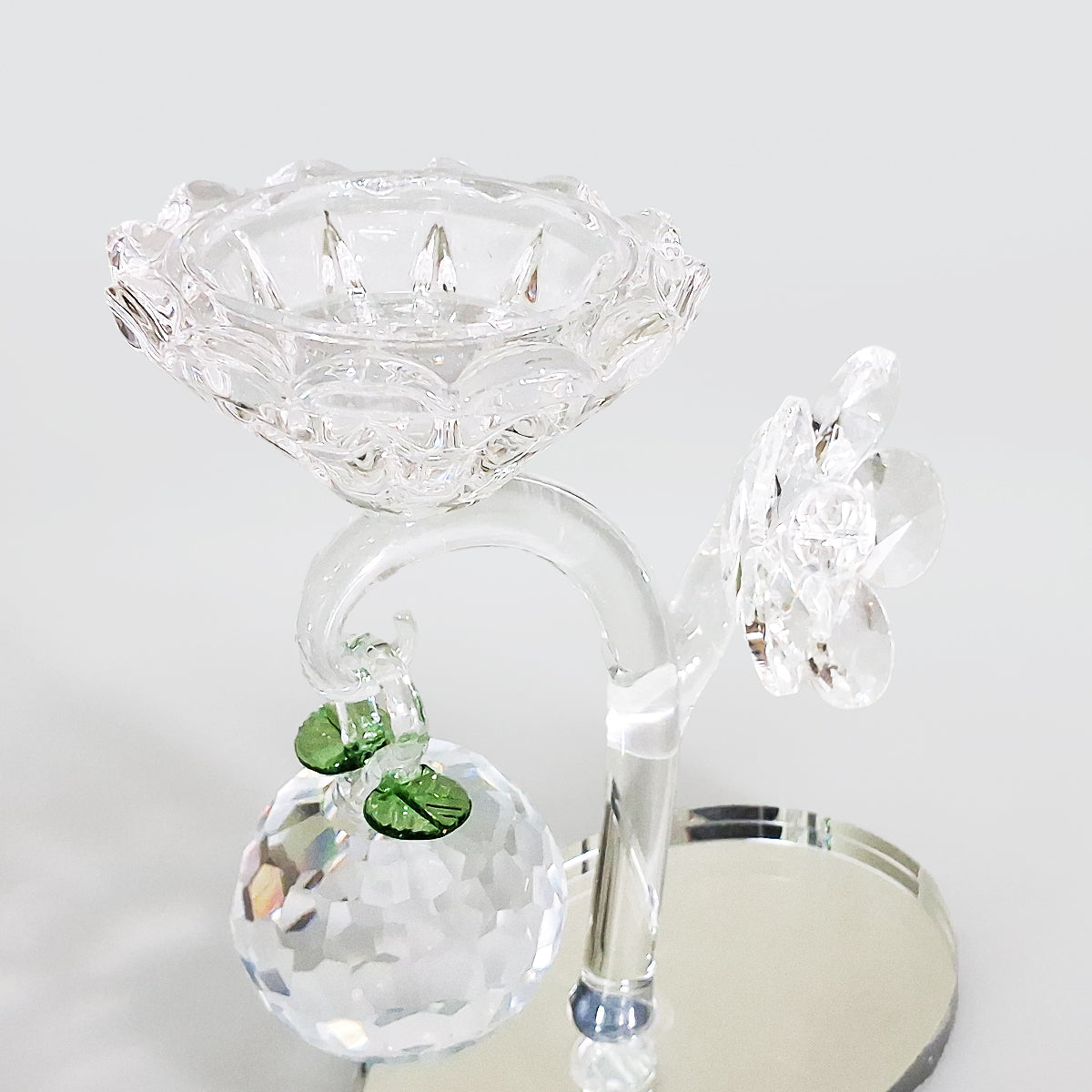 Crystal Glass Apple & Flower Candle Stand