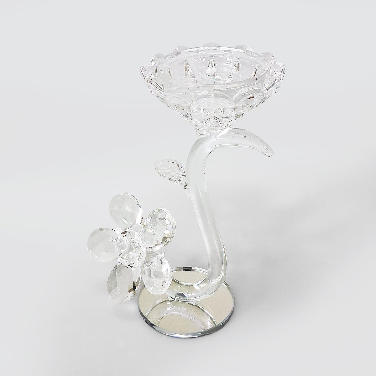 Clear Crystal Glass Flower Candle Stand