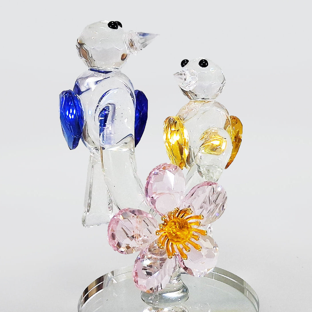 Crystal Glass Birds On Flower