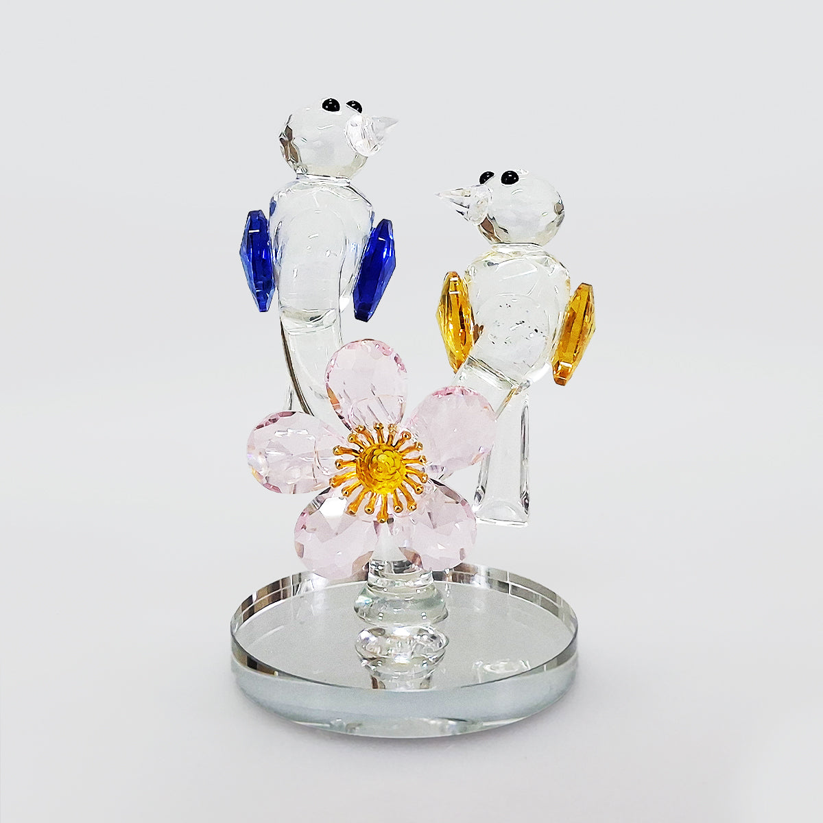Crystal Glass Birds On Flower