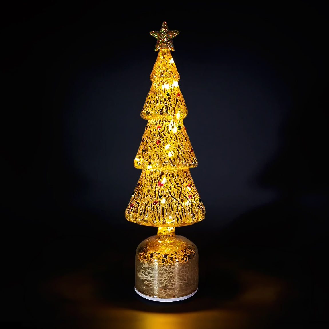 LED Glass Spinning Christmas Tree Decor