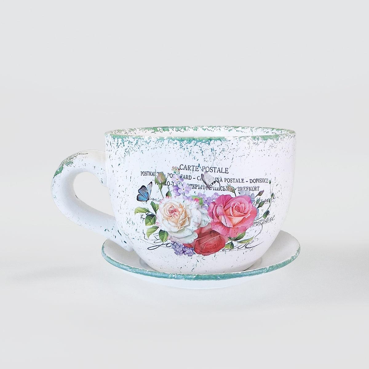 Small Tea Cup Planter - Floral Roses