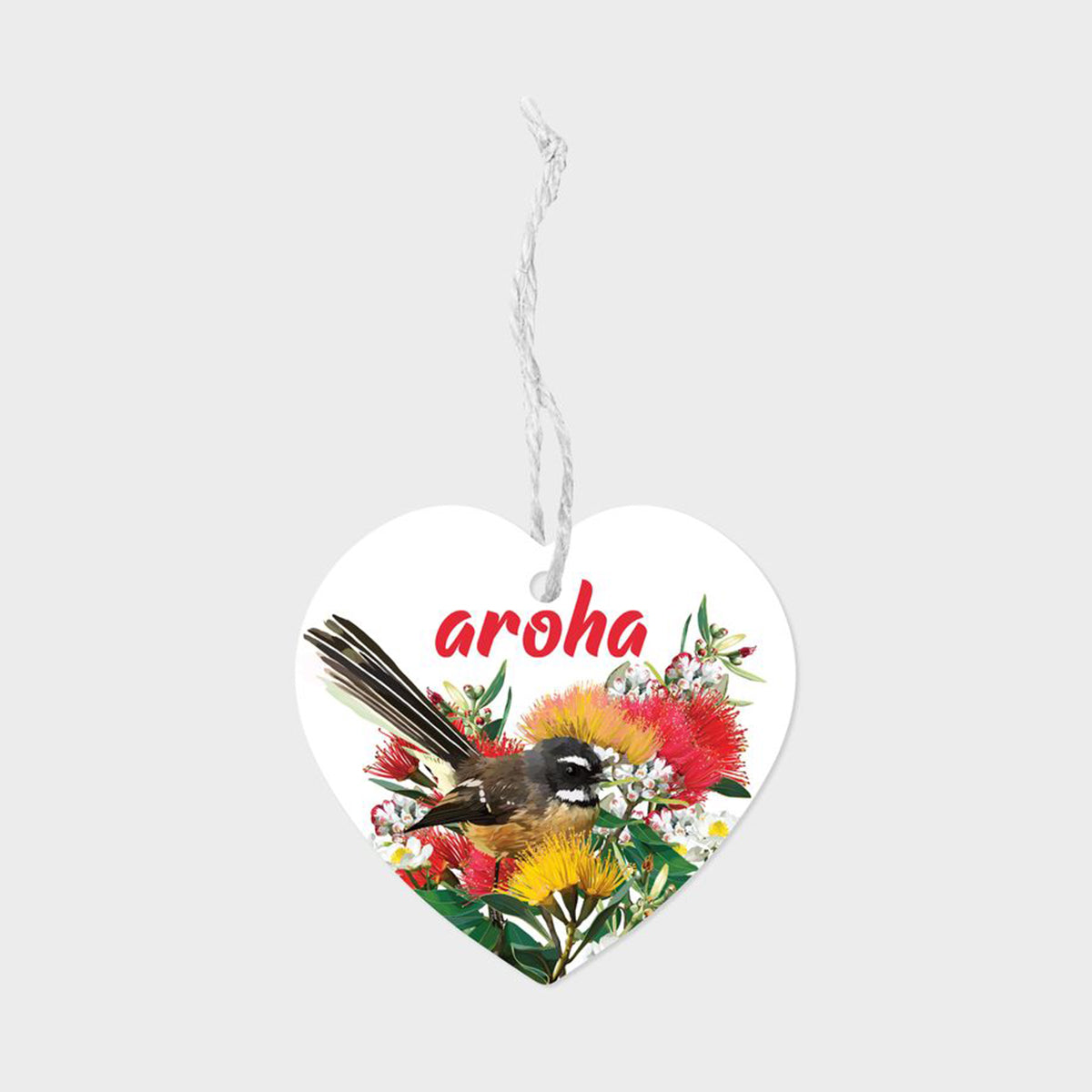 Ceramic Hanging Heart - Aroha 'Fantail'