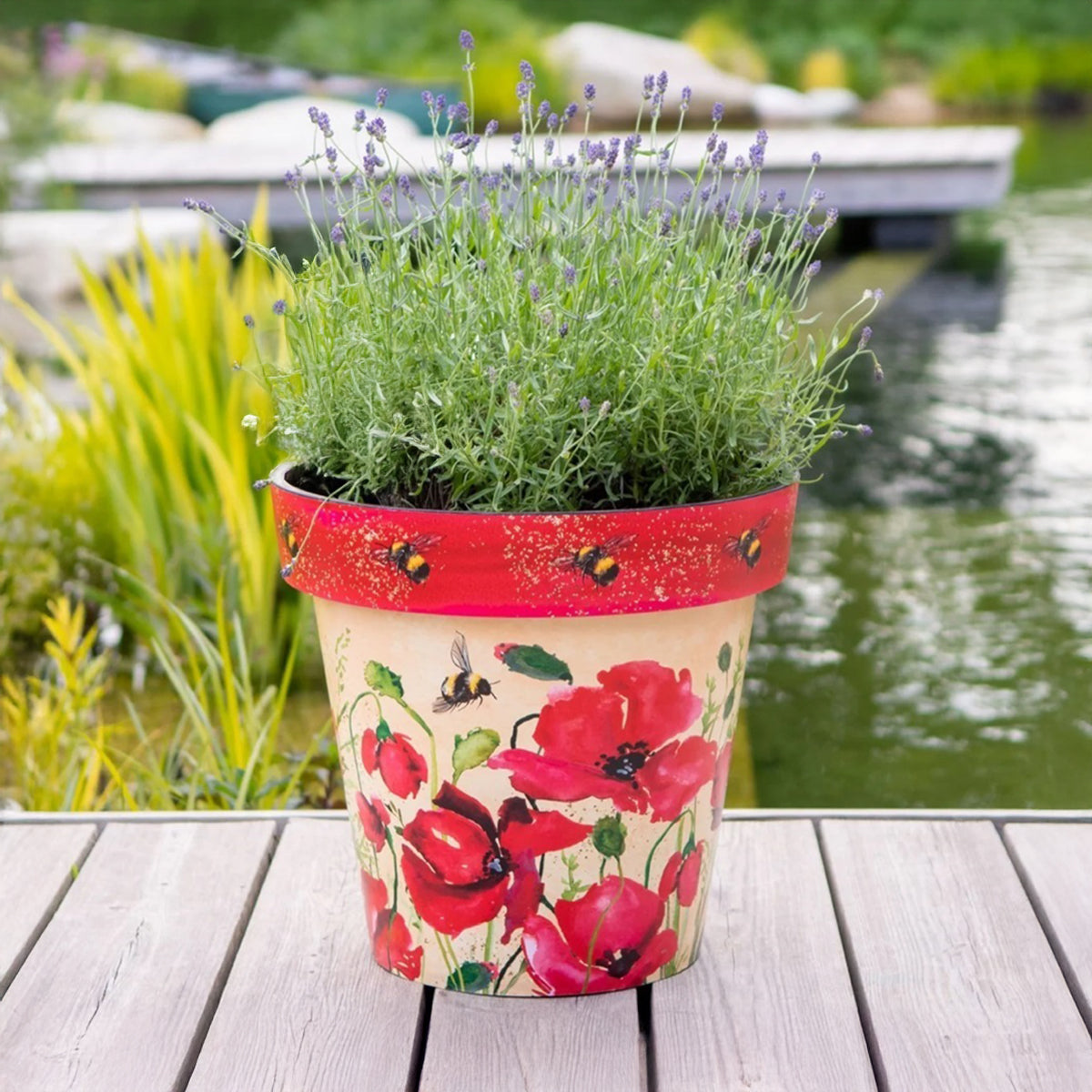 Zest Planter Pot - Bees & Poppies