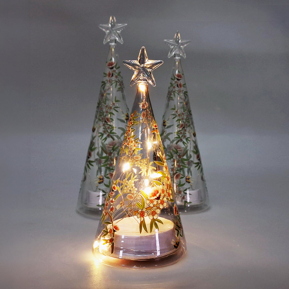 LED Christmas Cone Glass Decor