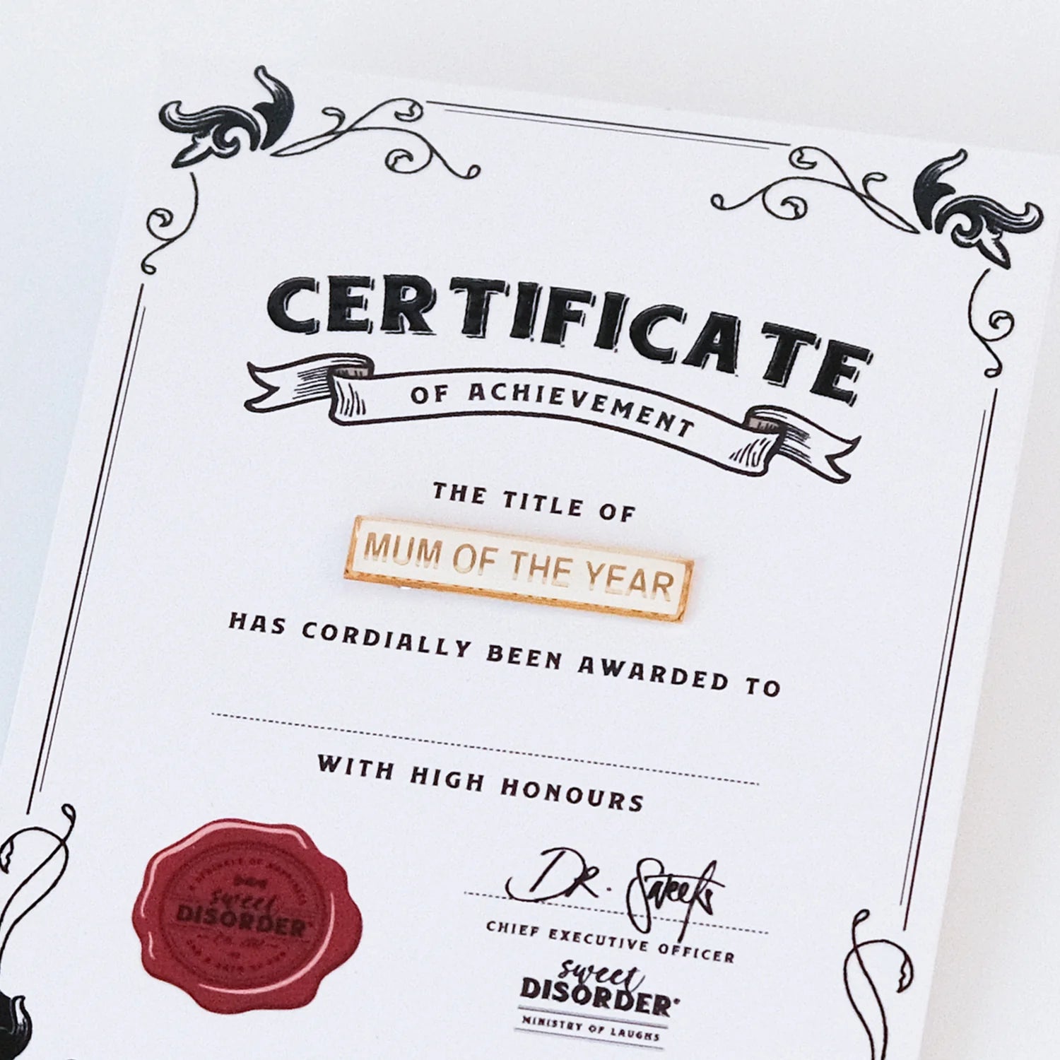 Badge & Certificate - 'Mum Of The Year'