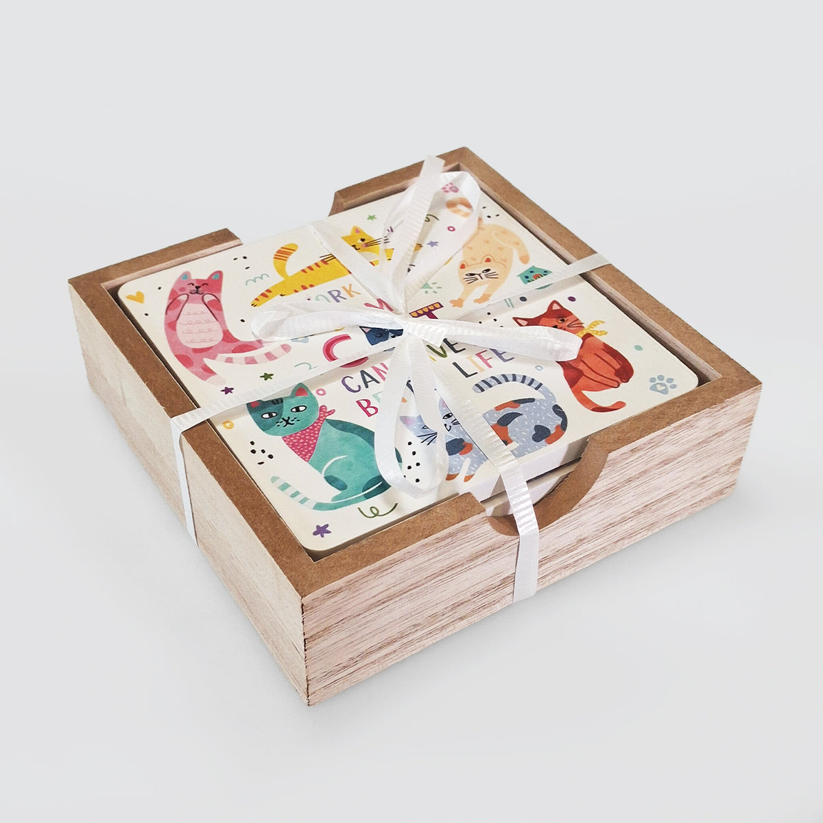 Wooden Coaster Set/4 - Cats