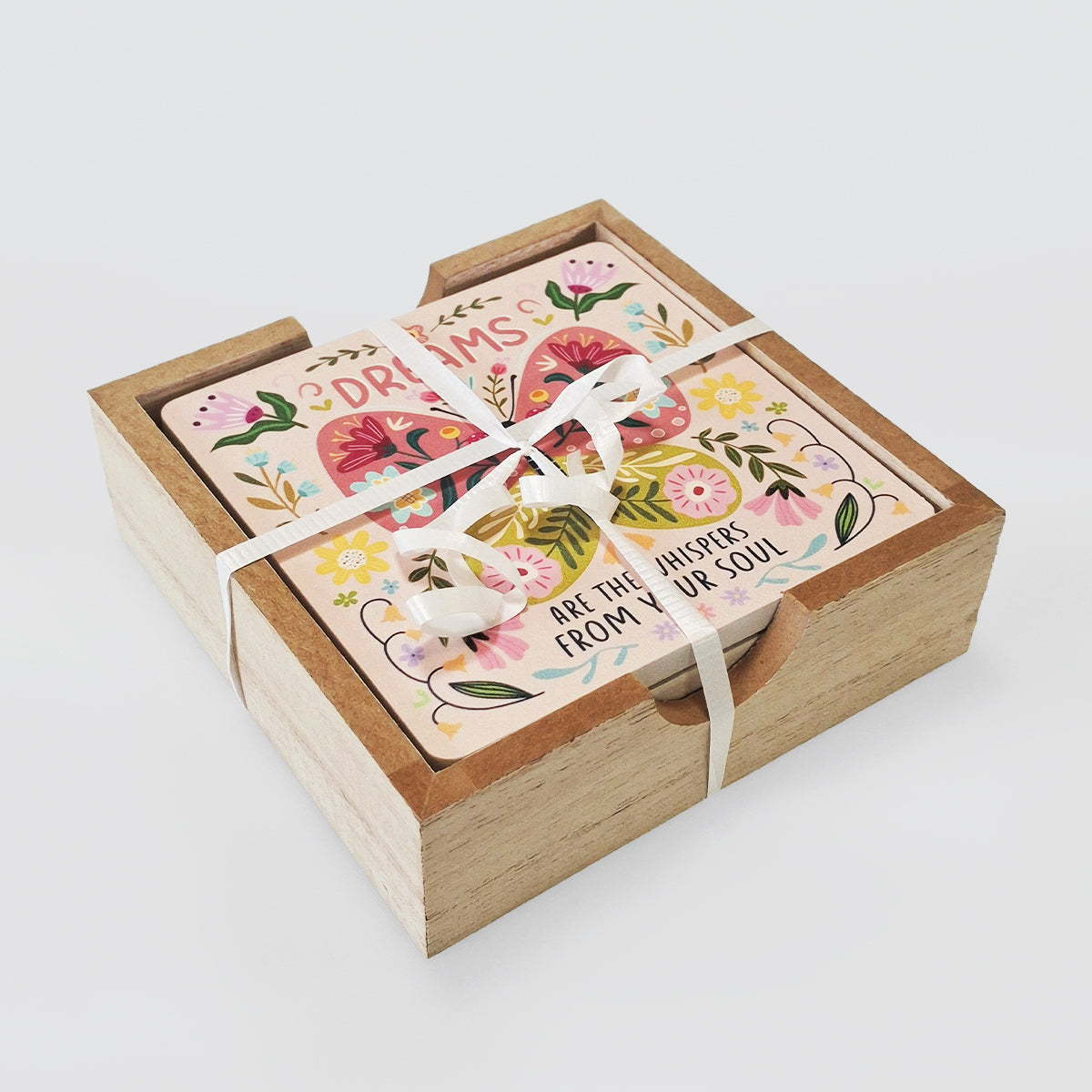 Wooden Coaster Set/4 - Bees & Butterflies