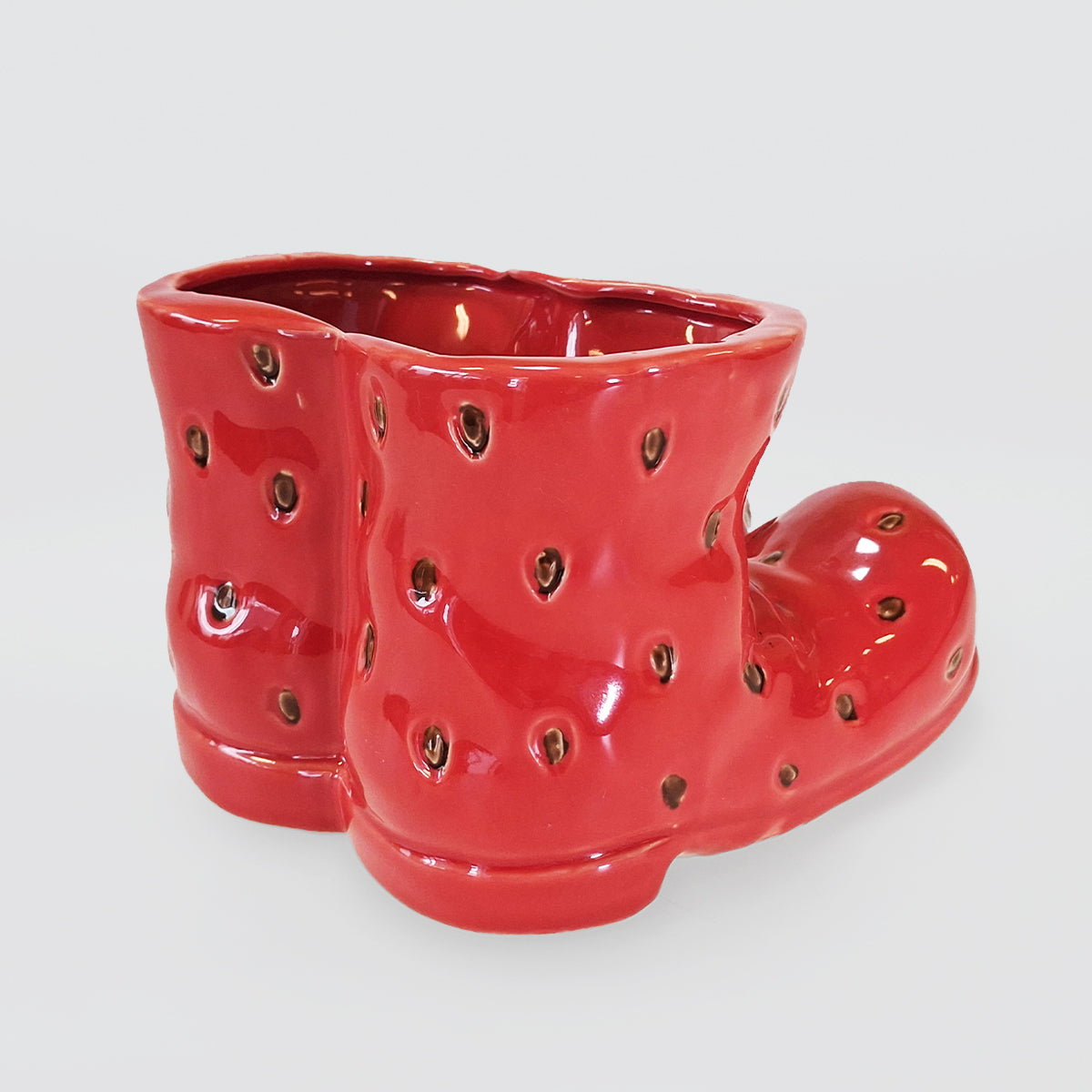 Strawberry Style Ceramic Boot Pot