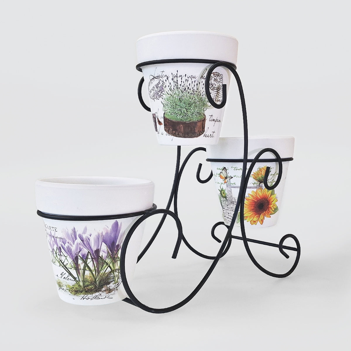 Three-Tier Planter Stand With Pots