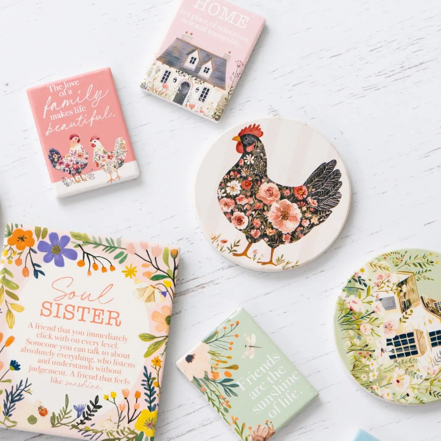 Cottage Grove - Ceramic Coaster - Dark Hen