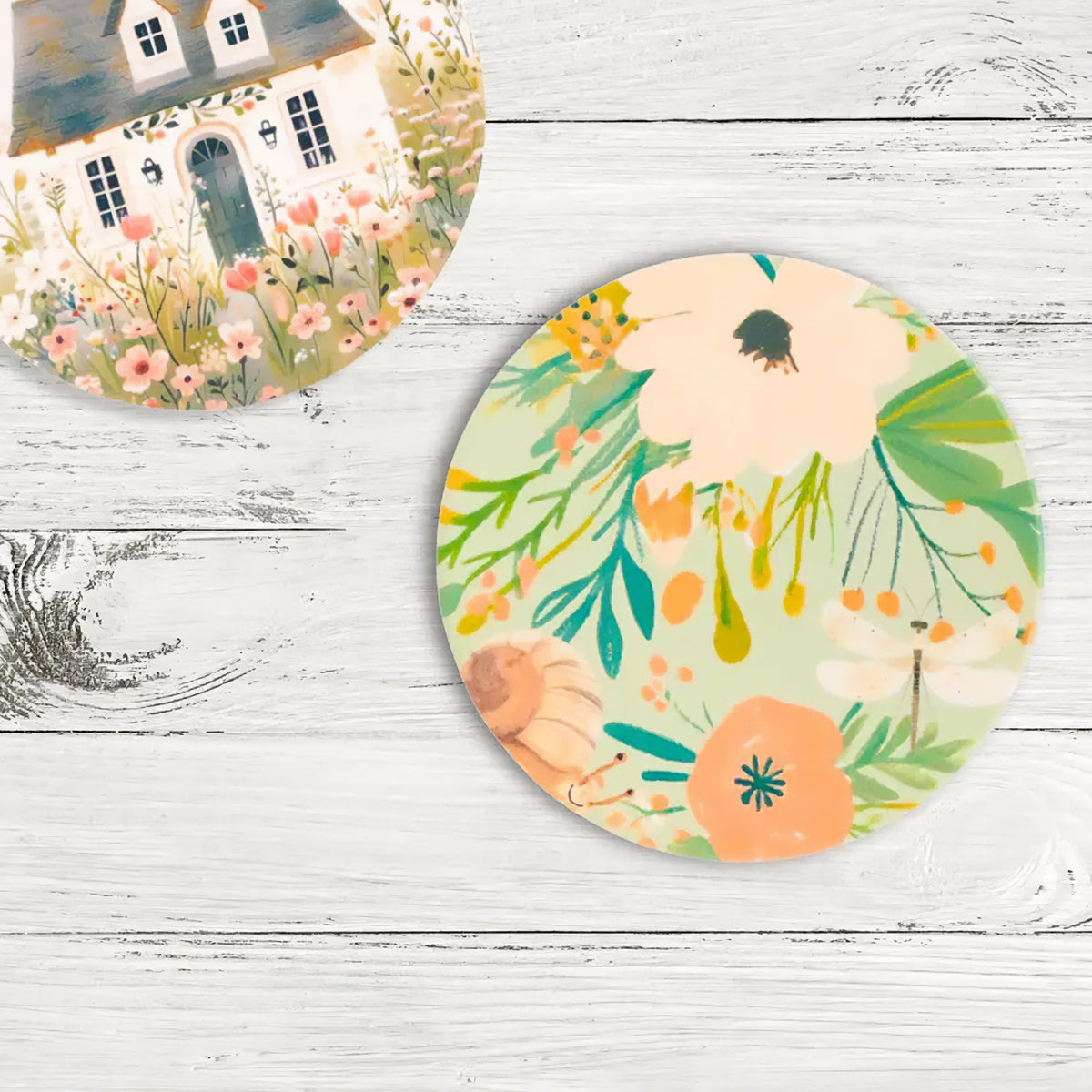 Cottage Grove Ceramic Coaster - Floral