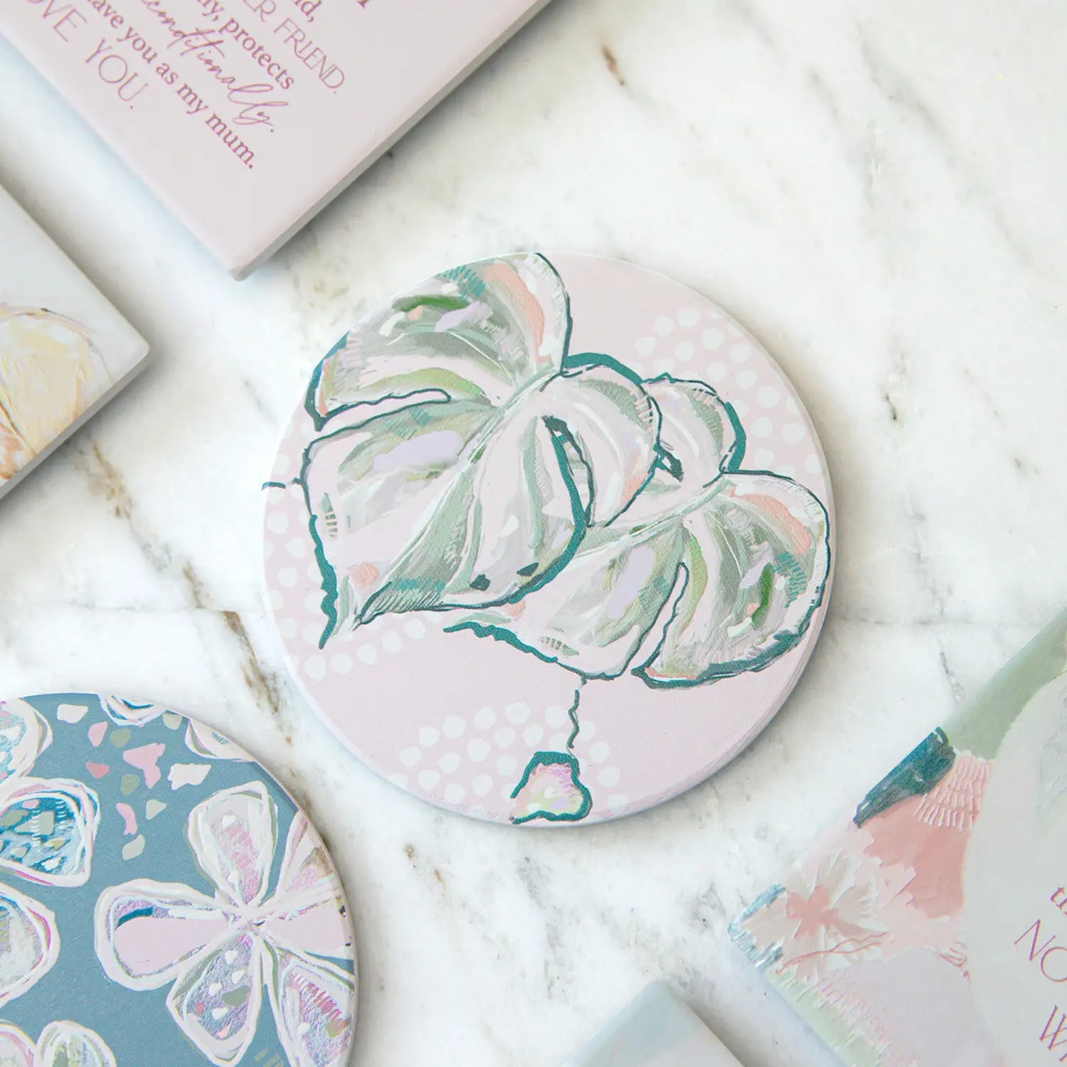 Love, Vera - Ceramic Coaster - Monstera