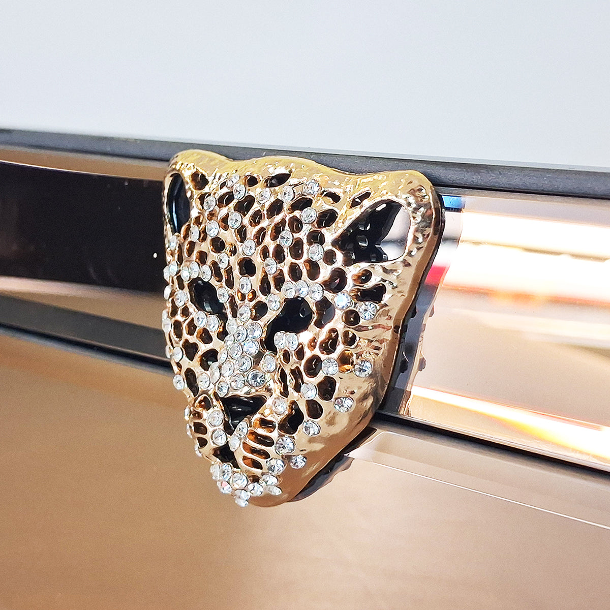 Tiger Head Glass Jewellery Box - Bronze