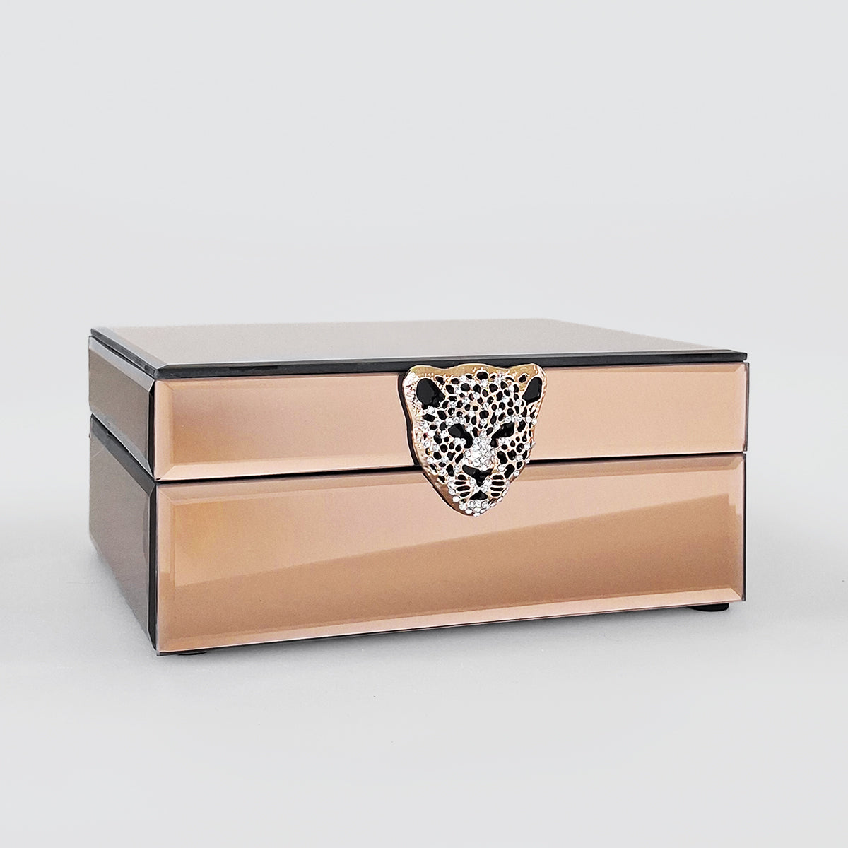 Tiger Head Glass Jewellery Box - Bronze