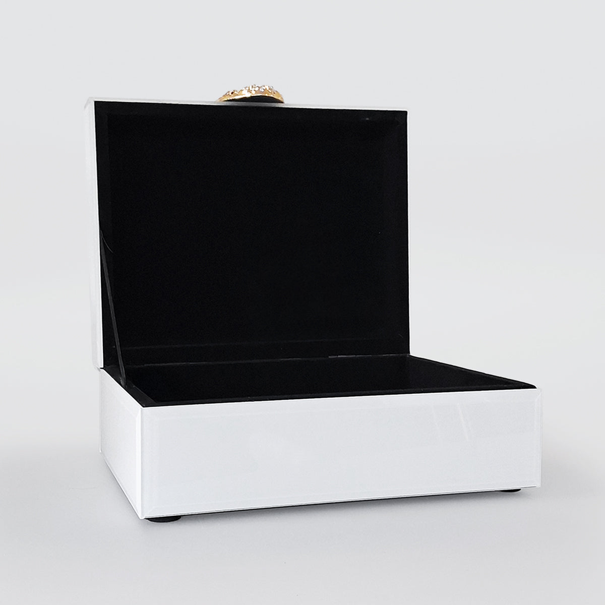 Tiger Head Glass Jewellery Box - White