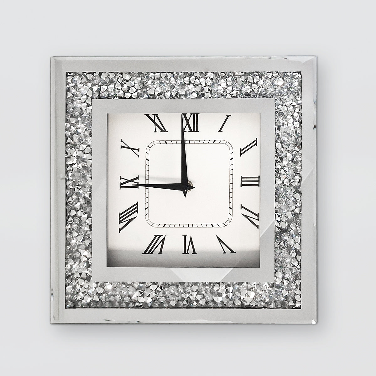 Square Crystal Glass Clock - 12in