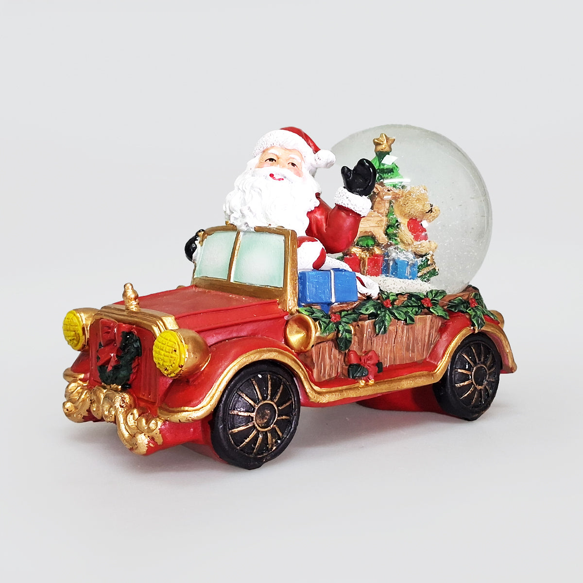 Santa With LED Snow Globe In Car