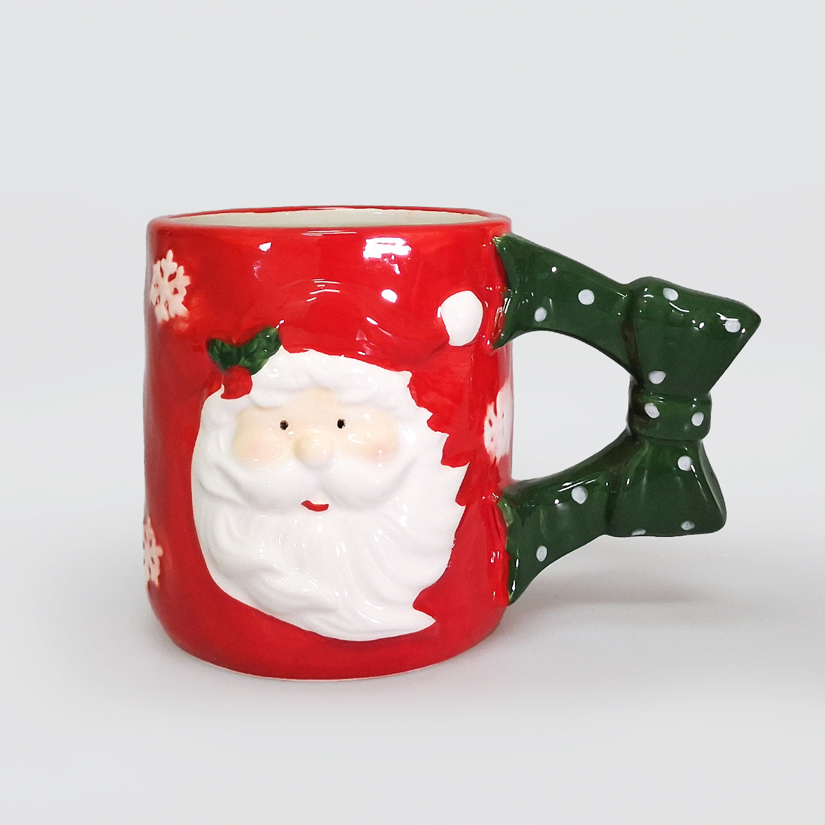 Santa Mug - Green Ribbon Handle