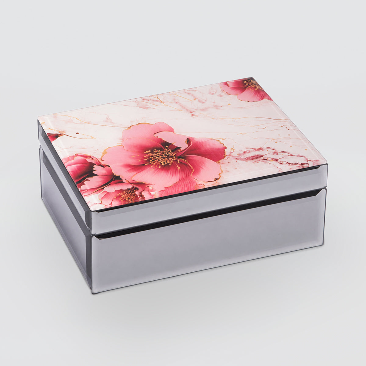 Peony Flower Glass Jewellery Box
