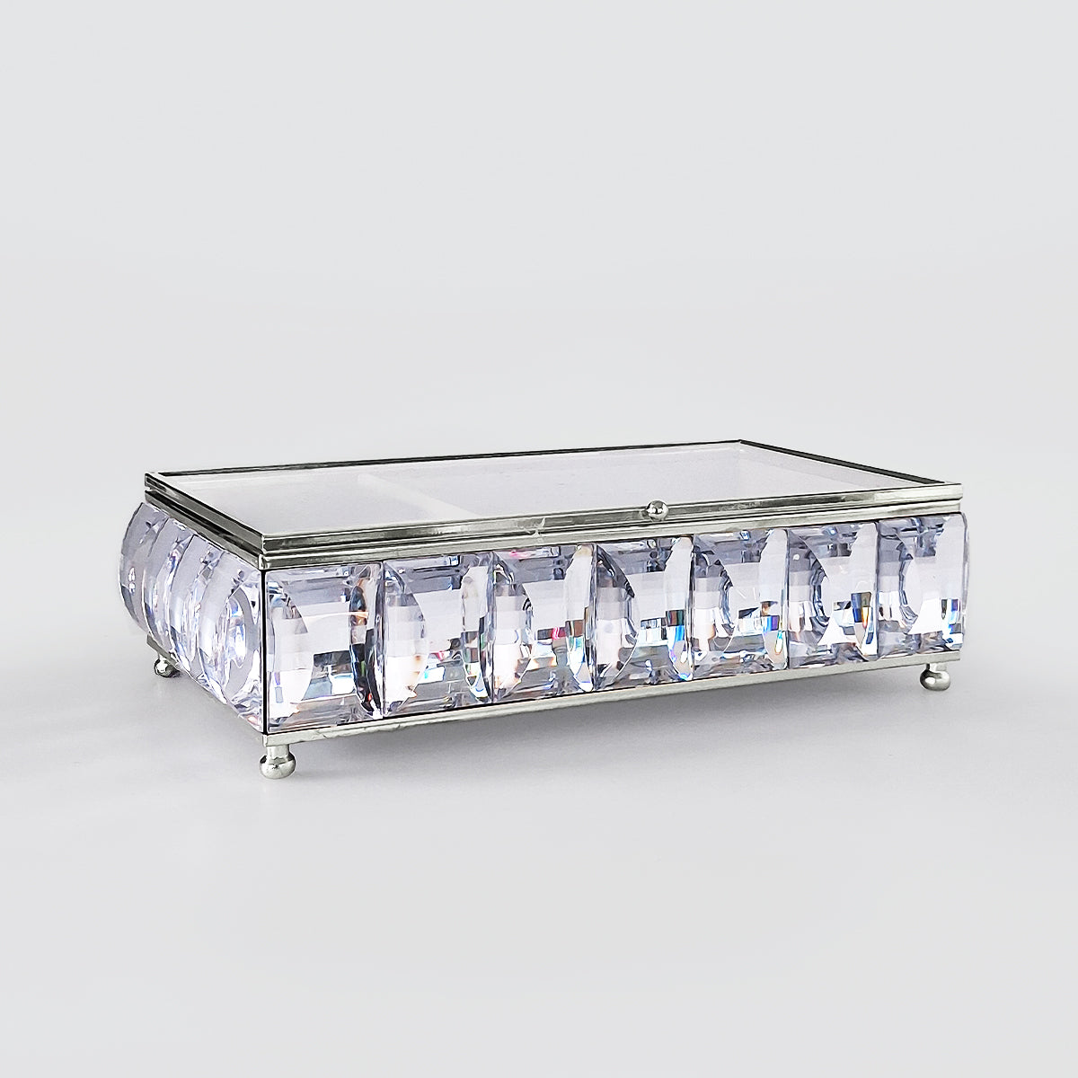 Glass Jewellery Trinket Box - Glass Lid