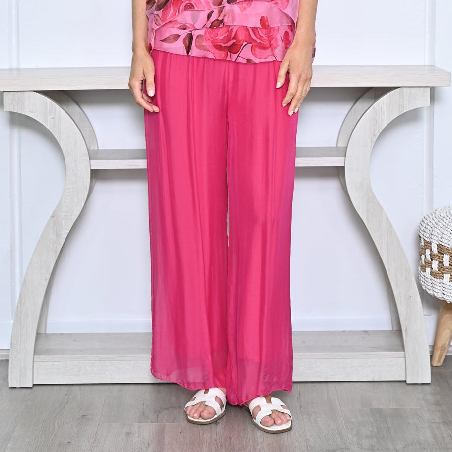 Wide Waist Band Silk Pants