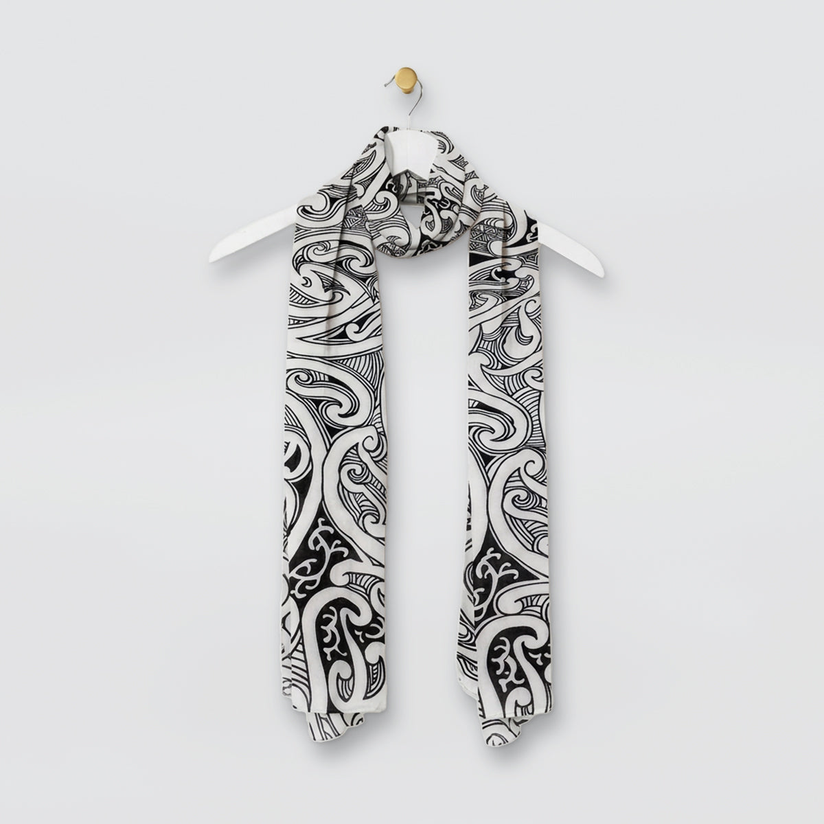 NZ White Kowhaiwhai Scarf
