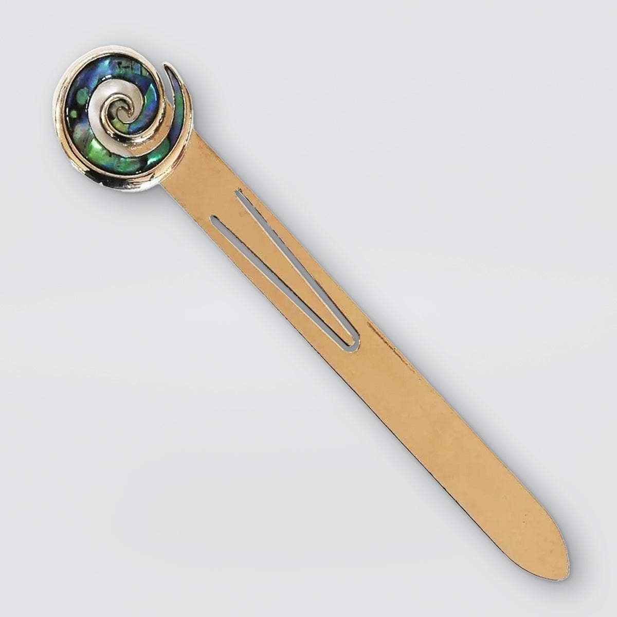 Metal & Paua Bookmark - Koru