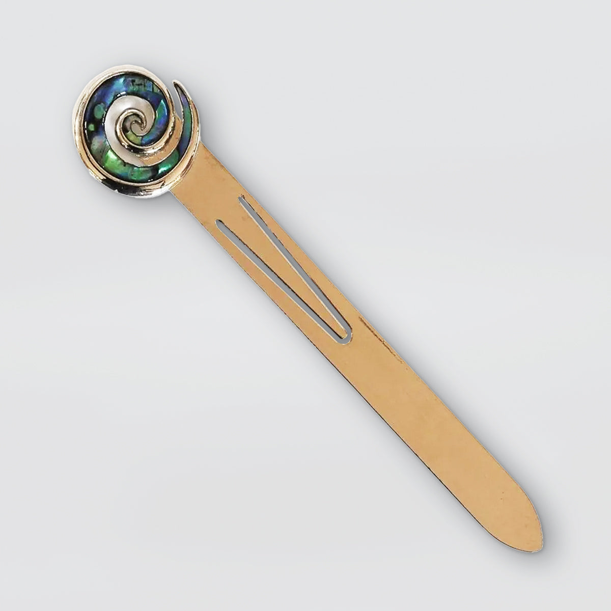 Metal & Paua Bookmark - Koru