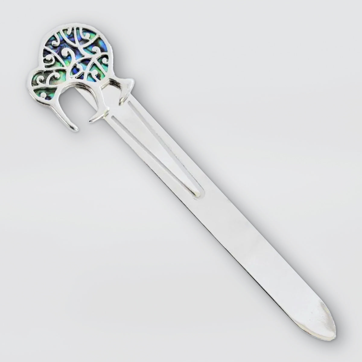 Metal & Paua Bookmark - Filigree Kiwi