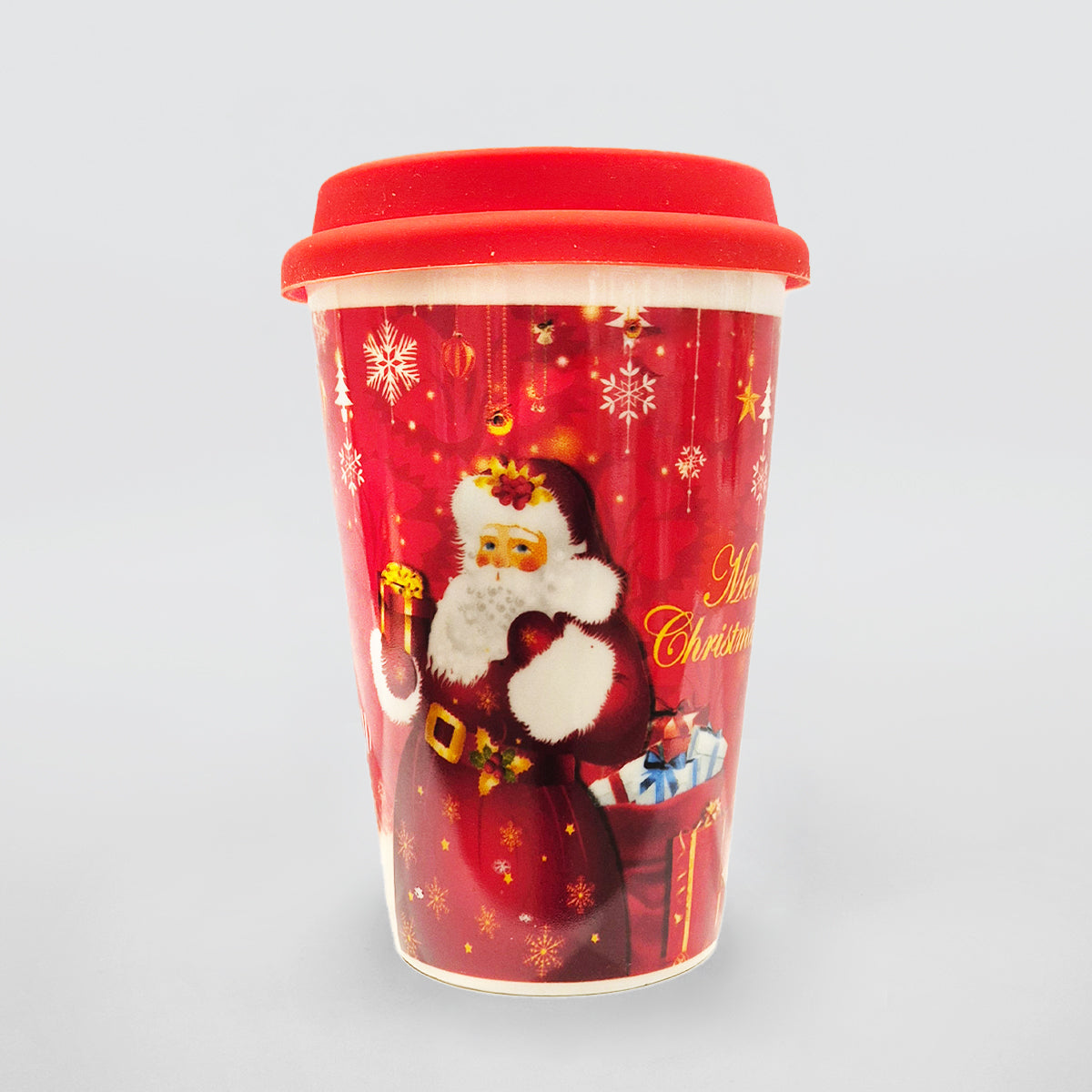 Christmas Travel Mug - Santa Holding A gift