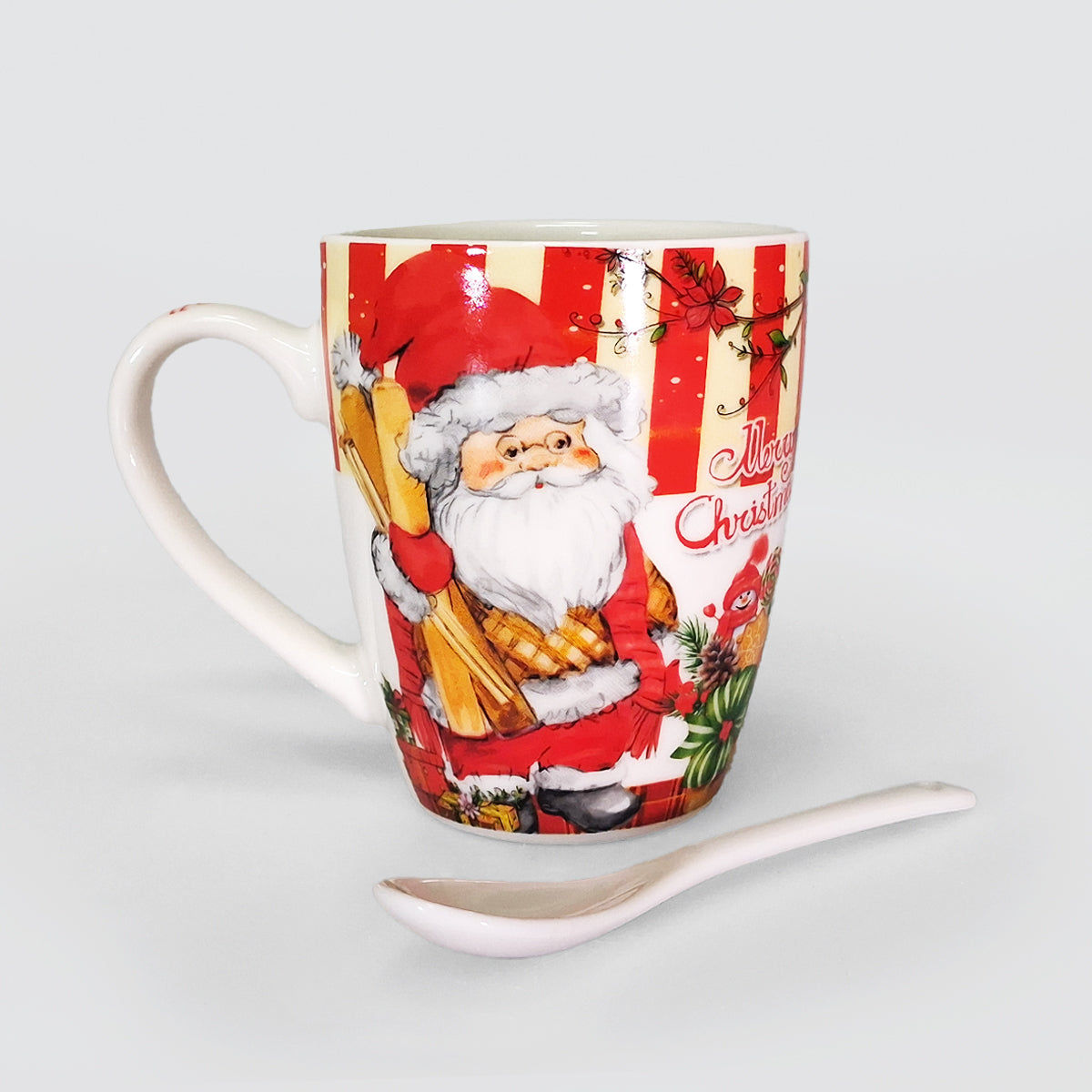 Christmas Mug W/ Spoon - Santa With Bread