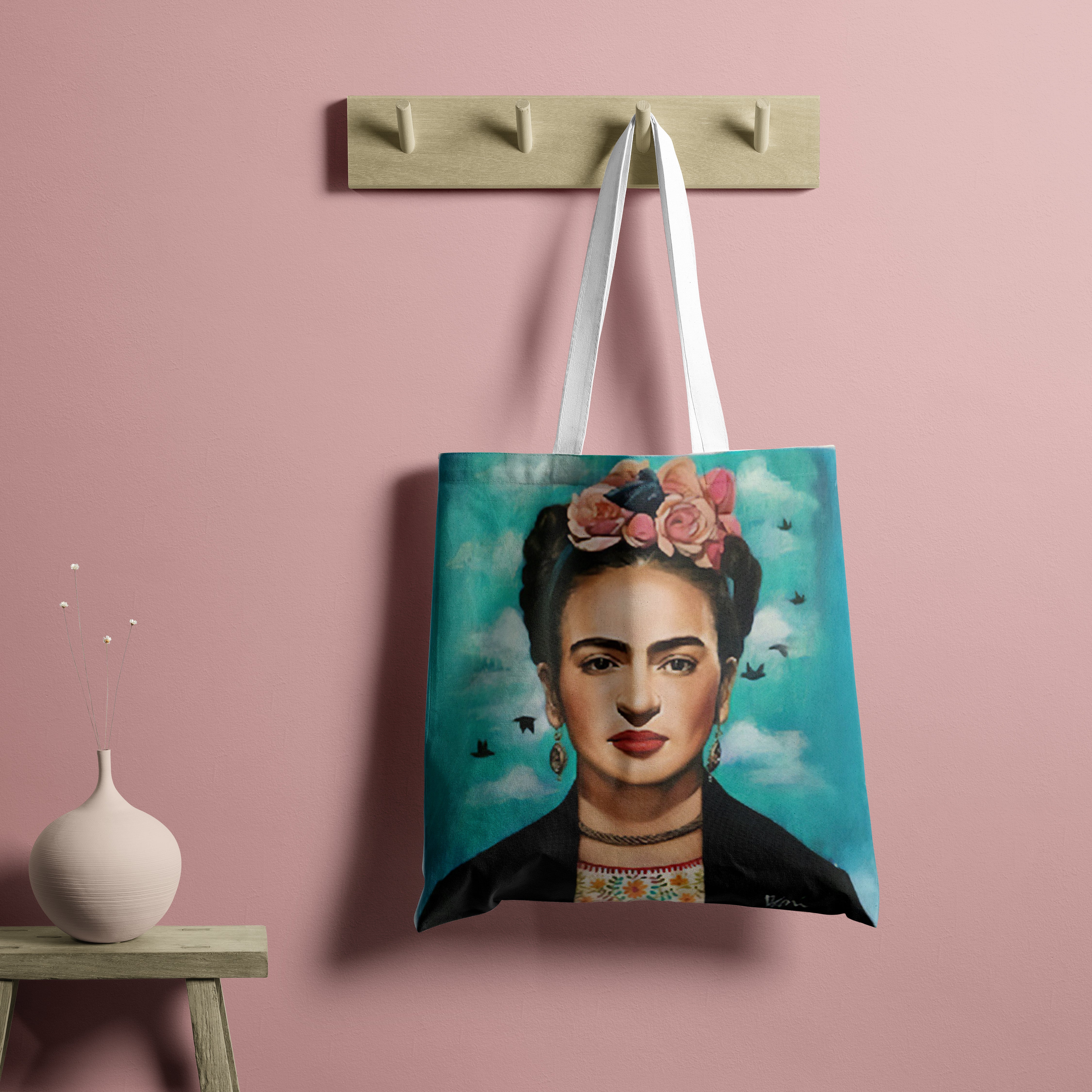 Frida Bag - Cyan W/ Birds