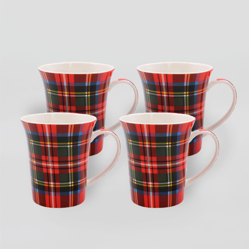 Flared Tartan Mug Set/4