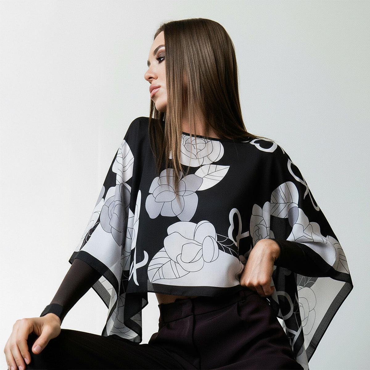 Picasso Style Floral Poncho