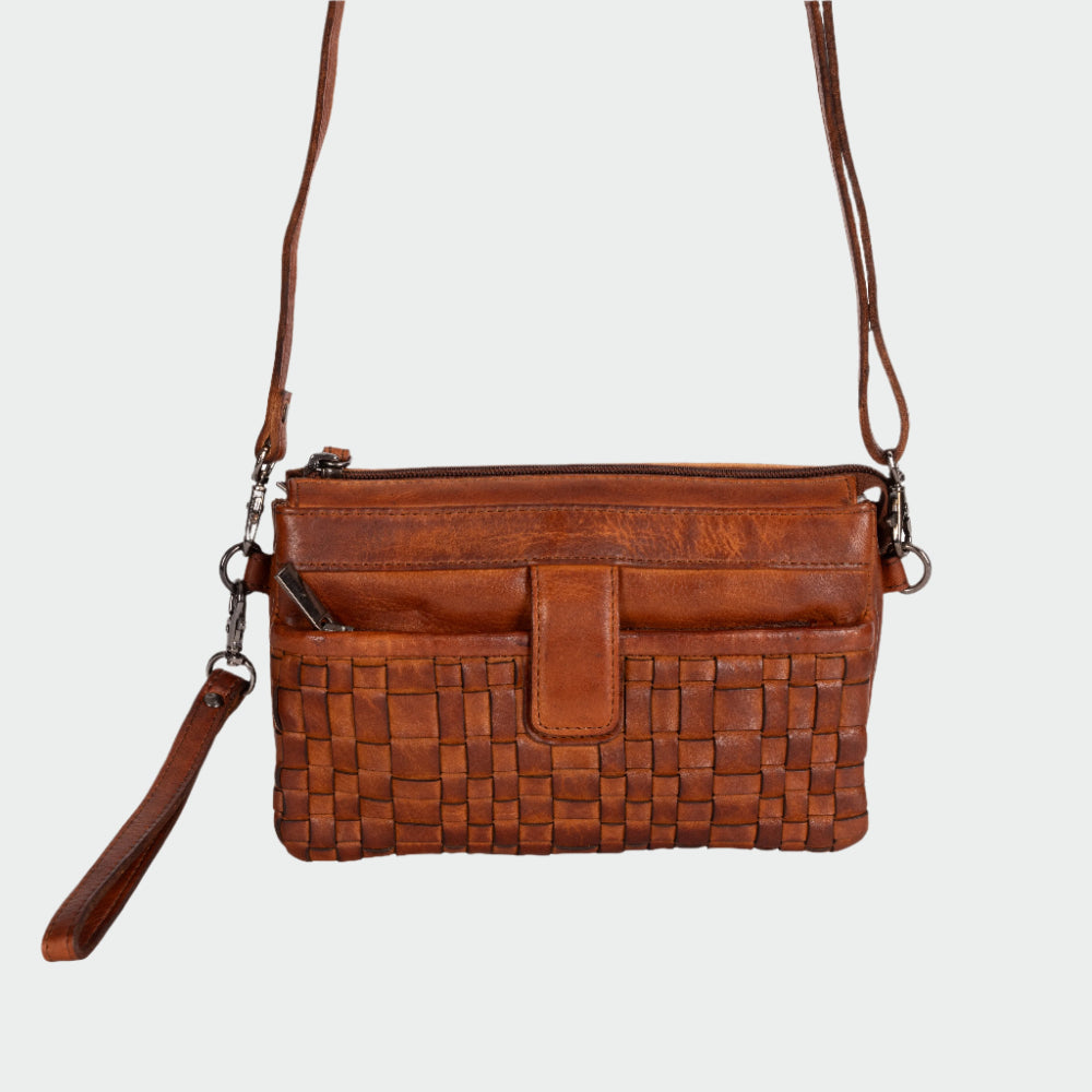 Leather 'Phone' Purse - Cognac