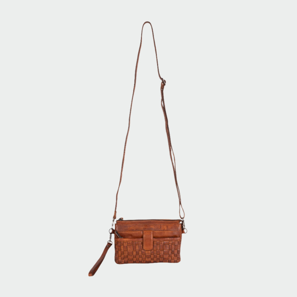 Leather 'Phone' Purse - Cognac