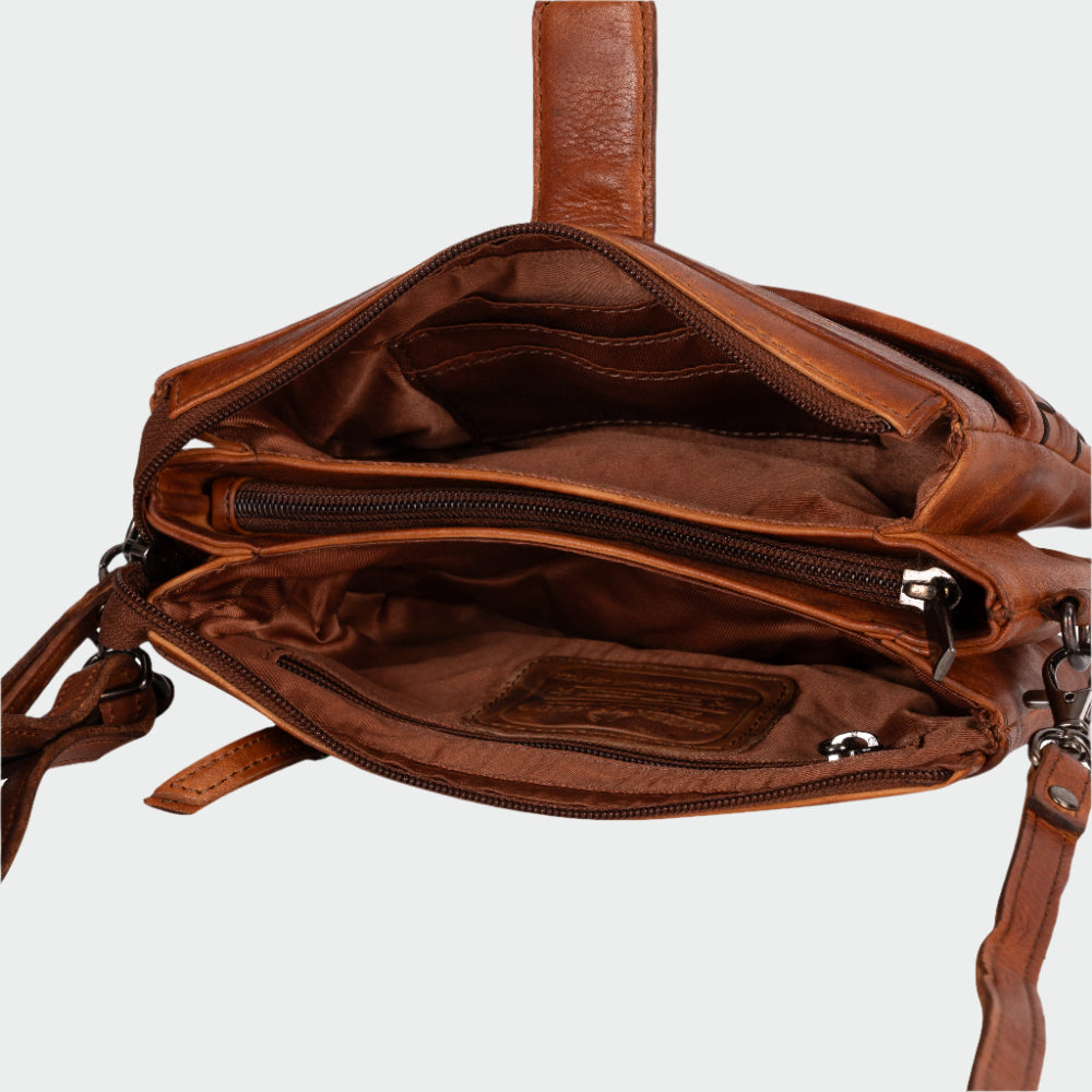Leather 'Phone' Purse - Cognac